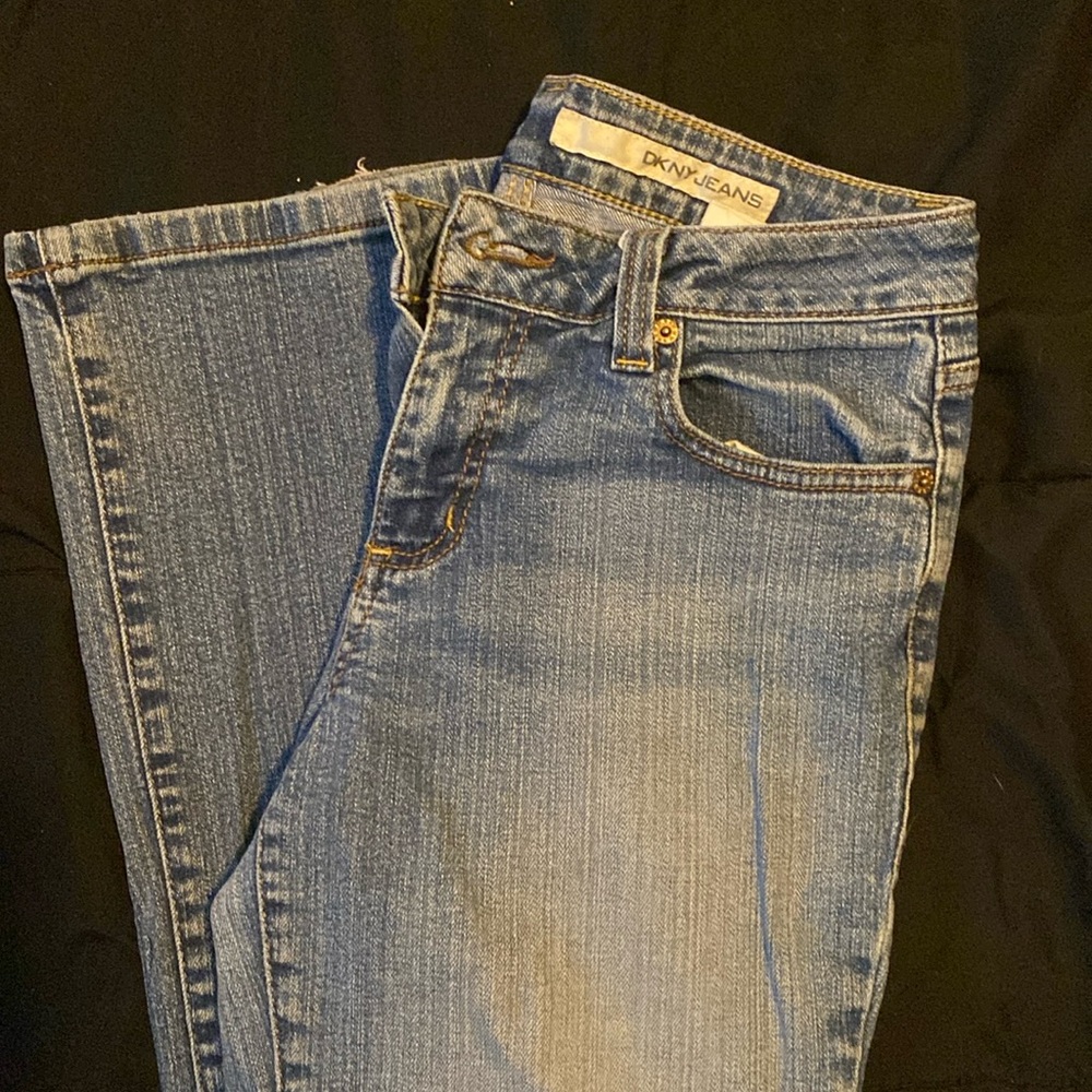 Dkny Blue Flare Wide Leg Jeans